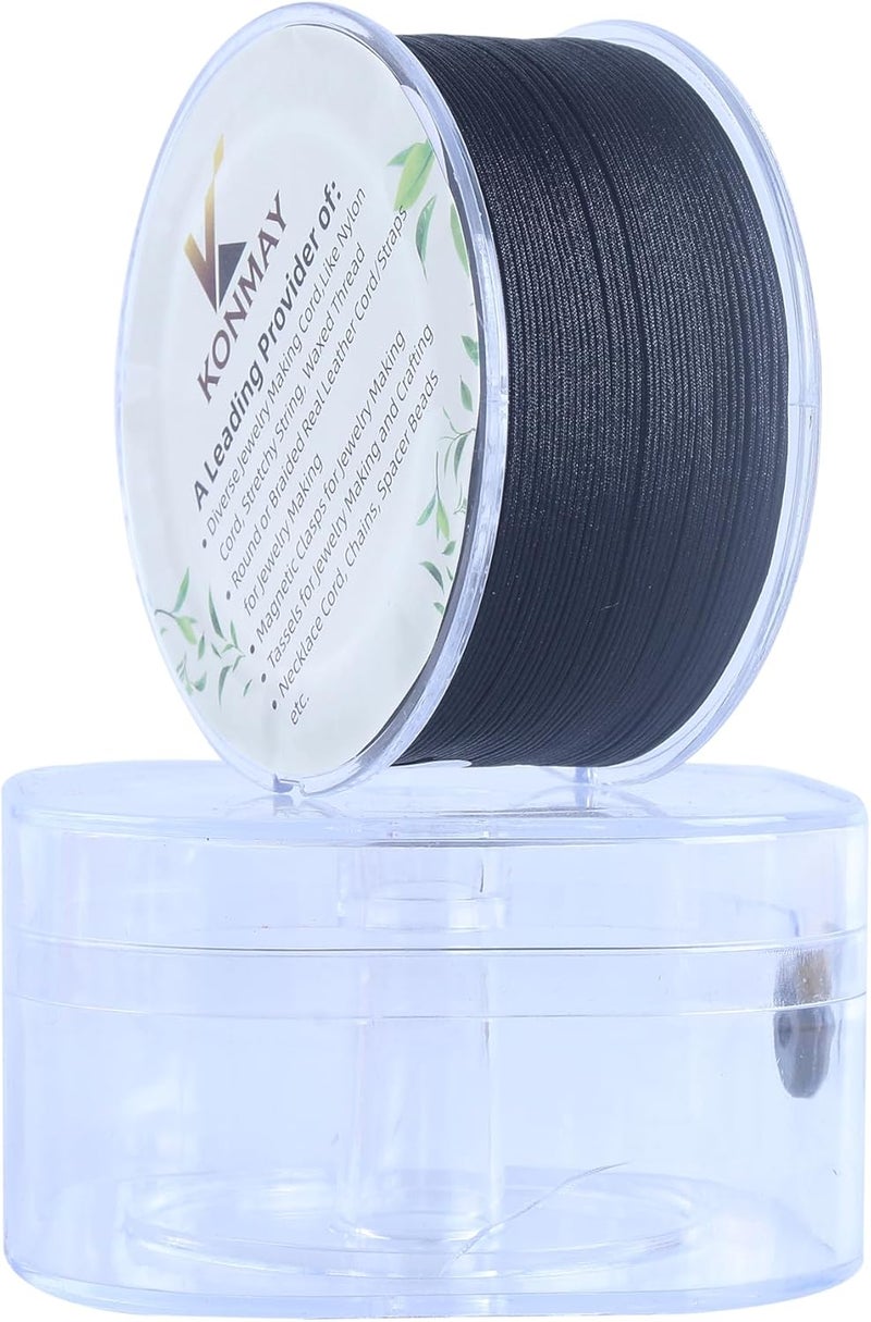 KONMAY 0.4mm Black Nylon String with Case for Bracelets,163 Yards Thin Braided Nylon Satin Cord for Jewelry Making, Beading,Chinese Knotting, Kumihimo, Macramé - Image 2